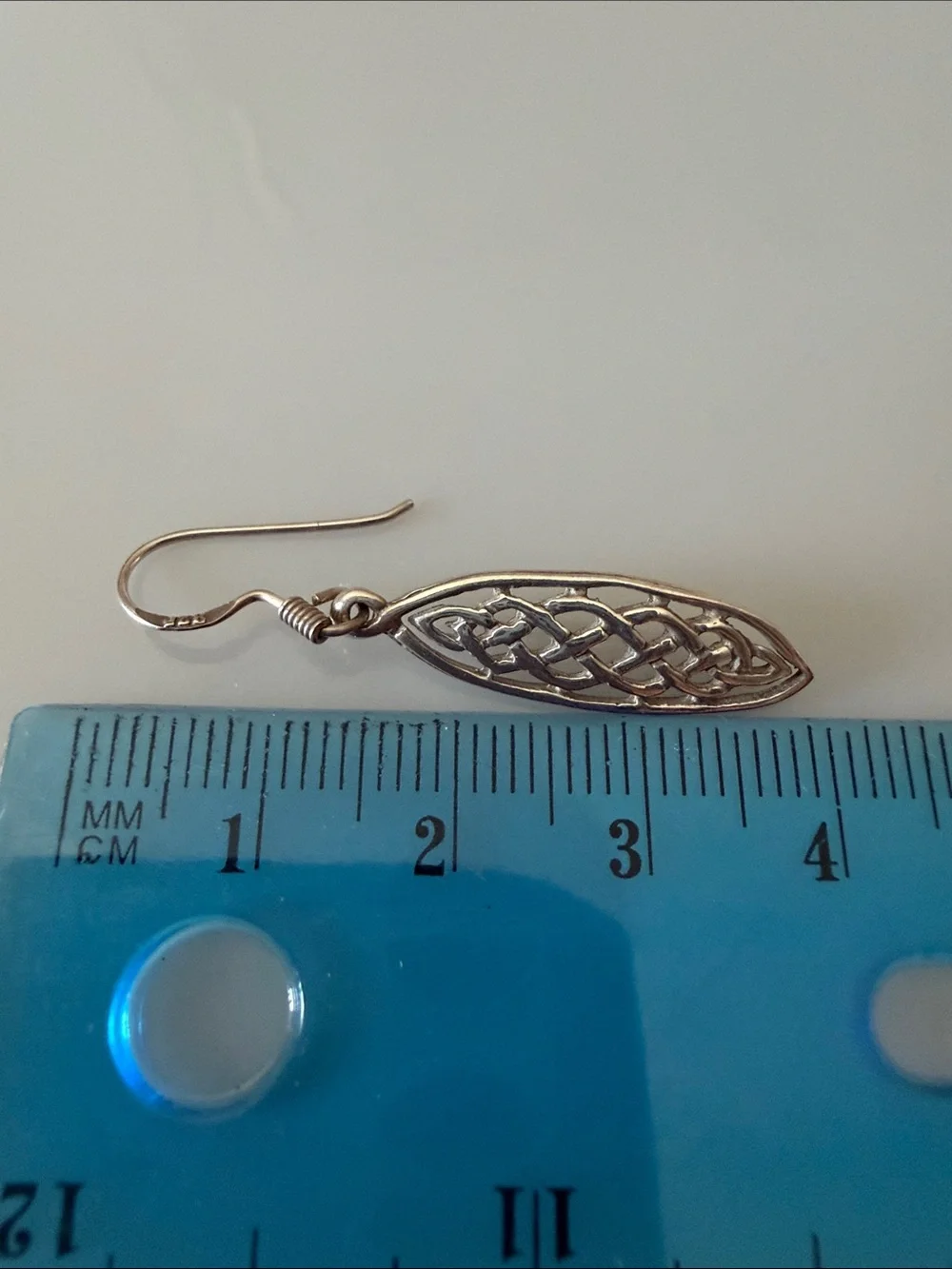 Vintage 925 sterling silver drop earrings, traditional Celtic knot - Picture 5 of 6